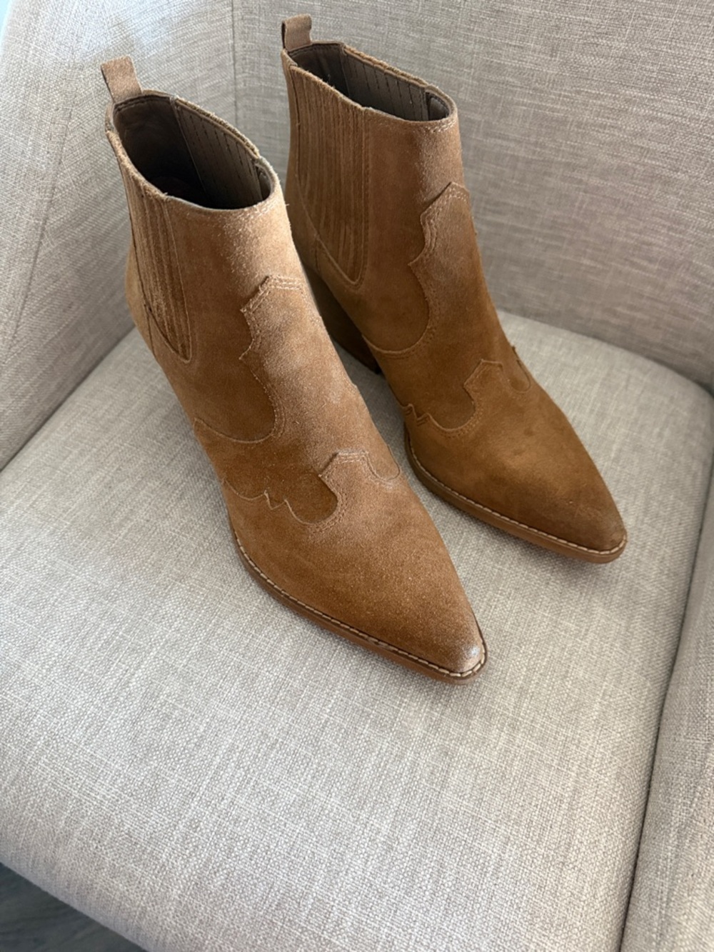 Sam Edelman Brown Suede Western Ankle Boots